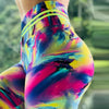 Stretchy Gym Tights Energy Rainbow Print Seamless Leggings Tummy Control Yoga Pants High Waist Sport Running Pants Women