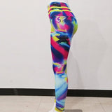 Stretchy Gym Tights Energy Rainbow Print Seamless Leggings Tummy Control Yoga Pants High Waist Sport Running Pants Women